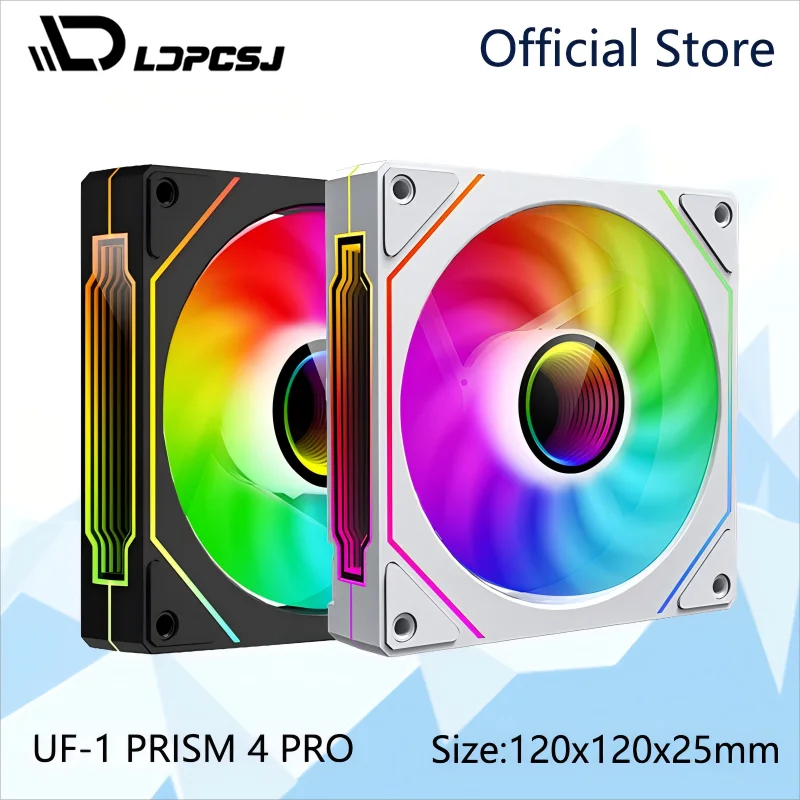 LDPCSJ PRISM 4 PRO Computer Chassis Fan 12cm ARGB 4 Pin PWM Quiet Cooling Fan 12V Large Air Volume 45.2CFM/600-1500RPM