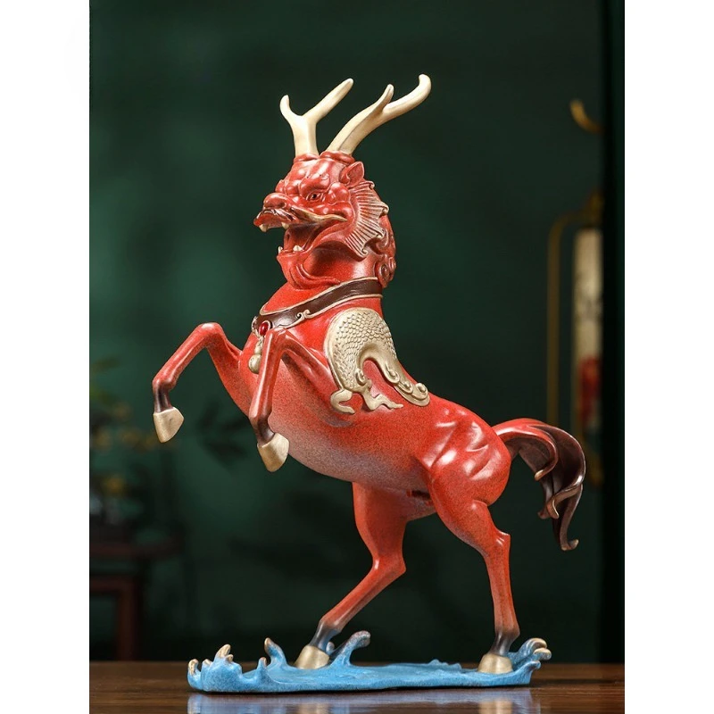 Year of the Horse Brass Dragon Horse Spirit Ornament Living Room New Year Office Wine Cabinet