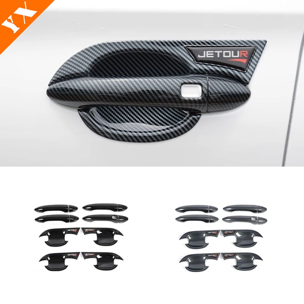 

For Jetour x90 plus 2021-2025 2026 accessories Chrome Car Side Door Knob Protector Door Handle Frame Anti Scratch Cover Trim