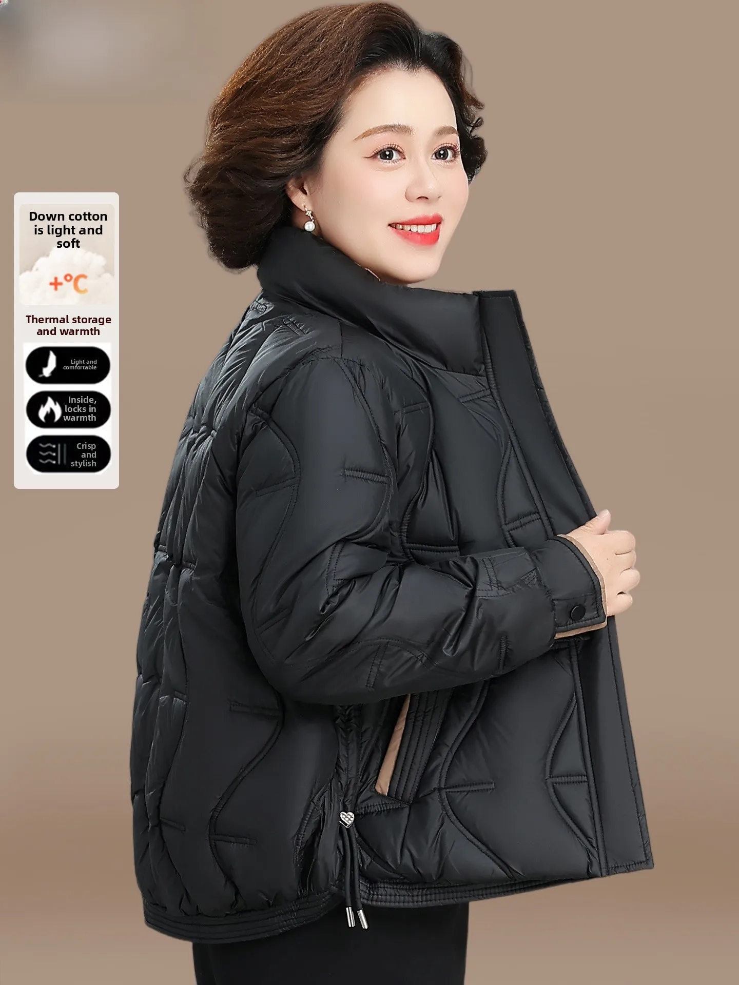 

Winter Cotton Jaet Women's Padded Coat Casual Sle Loose Fit Long Pants Warmth Guaranteed Zipper Closure No Hood Included