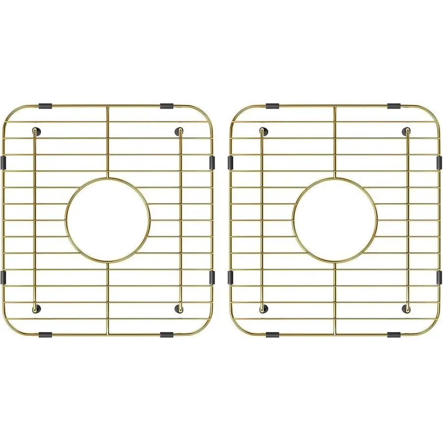 

Набор золотых металлических подставок для кухонных моек, 13 дюймов (длина) x 11,6 дюймов (ширина), защитные подставки для моек из нержавеющей стали с центральным отверстием для слива, универсальные, двойные.