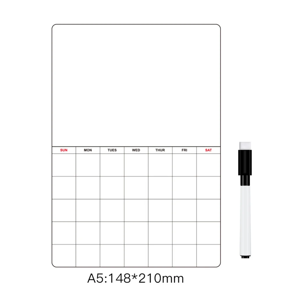 A5 Size Magnetic Monthly Weekly Planner Calendar Dry Erase Fridge Sticker Message Board for Kitchen Menu Whiteboard with Pen