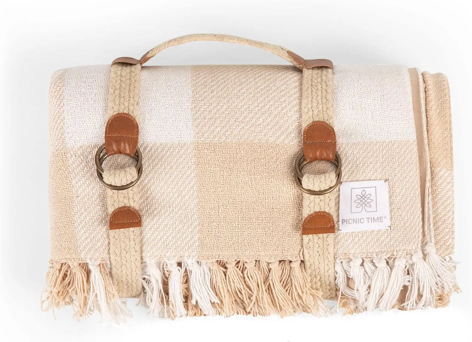

Montecito Picnic Blanket with Harness, Large 60" x 70" Outdoor Blanket, Woven Cotton Top with Water-Resistant Poly Duck Backi