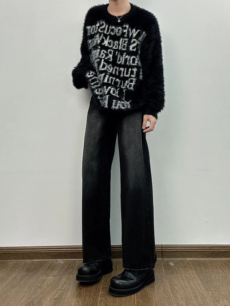 

ay Bla Men's Slim Fit Straight Leg Jeans High Waist Zipper Closure Faionable Spring Autumn Wear Youth Trend