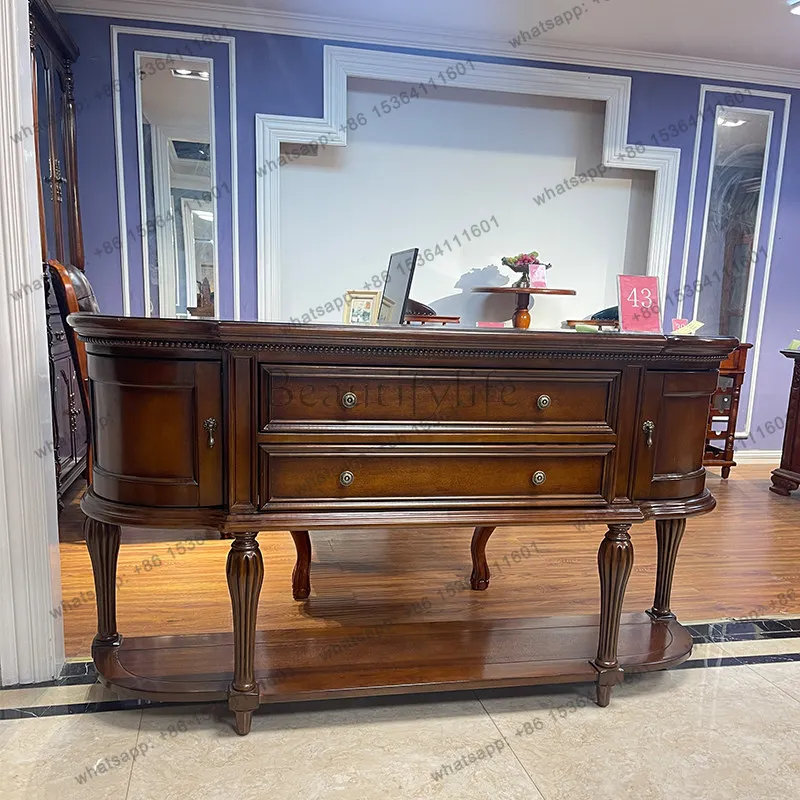 

American light luxury entrance cabinet full solid wood partition European sofa back few