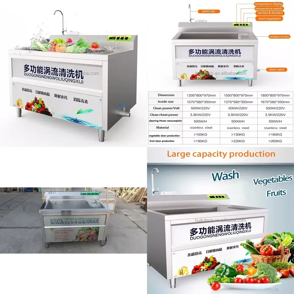 Stainless Steel Fruits & Vegetable Washing Machine for Mangoes Papaya Guava Plum More-Multifunctional Nuts & Corn Compatible