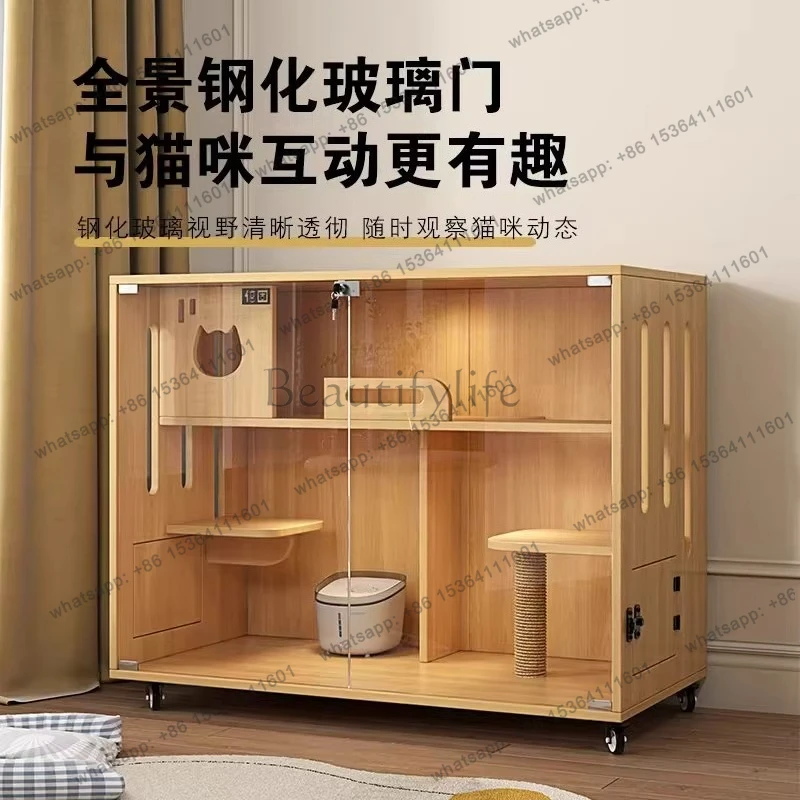 Environmentally friendly waterproof pet cat villa luxury glass house space three-story cat cage