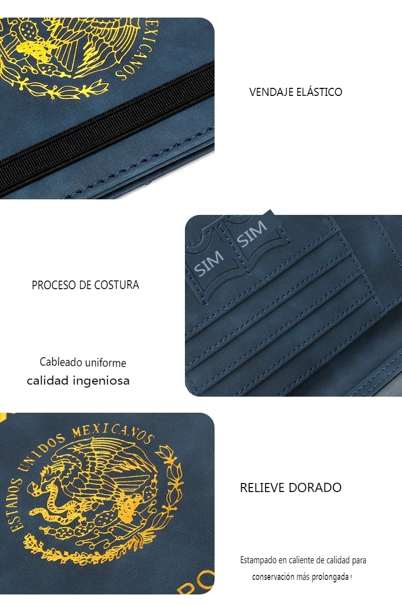 RFID Blocking Mexico Passport Cover PU Leather Estados Unidos Mexicanos Men Women Travel Document Protective Card Holder