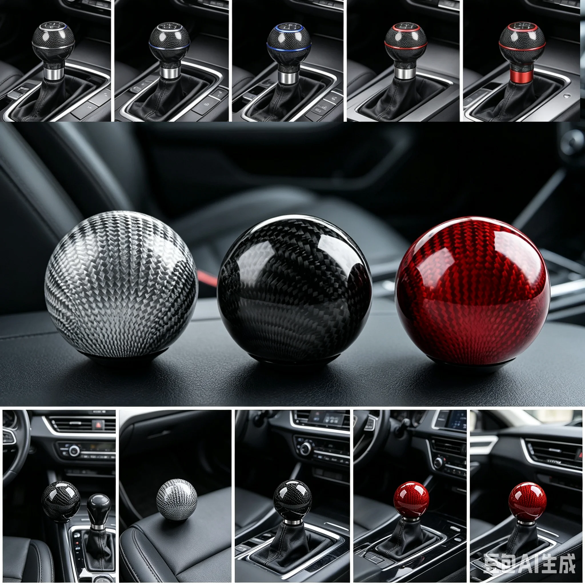 Universal 3 Colors Car AT MT Carbon Fiber Gear Shift Knob Lever Adapter Manual Shifter Accessories Fit For Honda Toyota Nissan