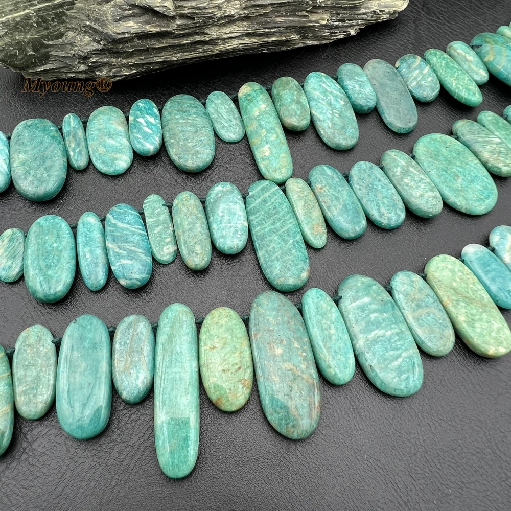 Mix Size Egg Shape Natural Amazonites Gems Stone Slice Beads For DIY Choker Necklace Making MY231116