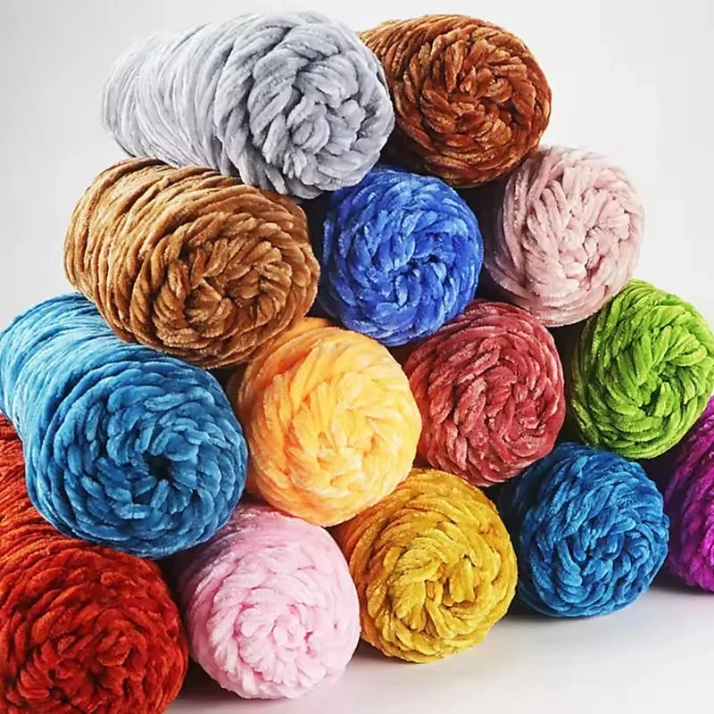 Fio de veludo grosso de chenille 100 g/rolo de lã super pelúcia para malha de crochê cobertores de bebê chapéus cachecóis macios artesanato faça você mesmo
