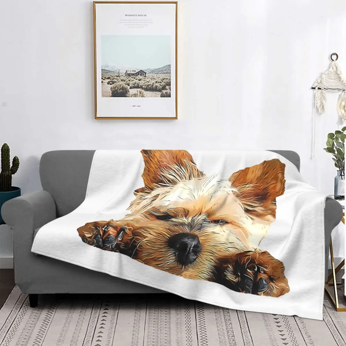 Cuteness Terrier Puppy Dog Paws Yorkshire Cartoon Blanket Velvet Spring Autumn Thin Throw Blankets For Office Bedspread