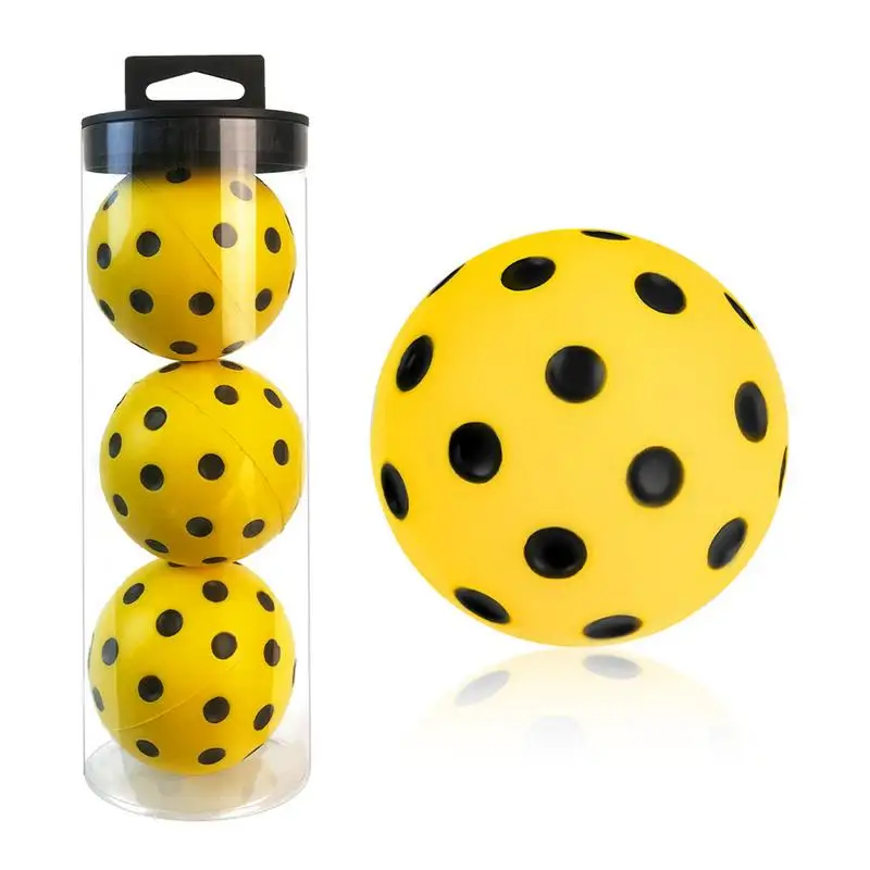 

3pcs Quiet Foam Pickleballs Indoor Outdoor Training Low Noise Pickleball Silent Balls with Storage Box for Competition Practice