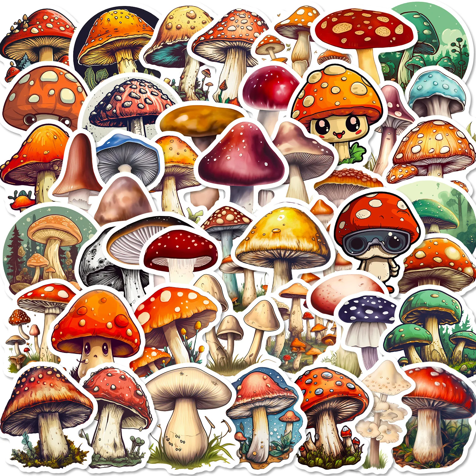 10/30/50szt Vintage Cartoon Plant Mushroom Graffiti Naklejki Naklejki DIY Laptop Telefon Walizka Album Dekoracja Naklejka Dzieci Zabawka