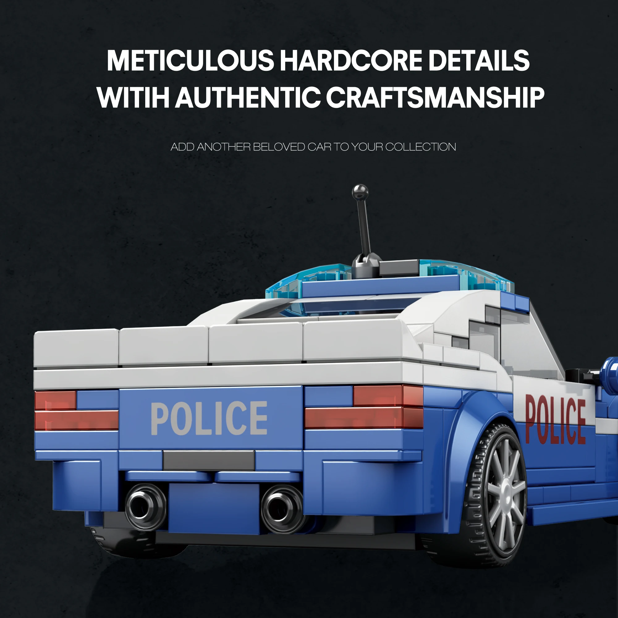 Blocs de construction de voiture de Police bleue, 313 pièces, modèle 1:24, briques de voiture, décoration de bureau, Puzzle, jouets d'assemblage pour enfants, cadeaux de vacances