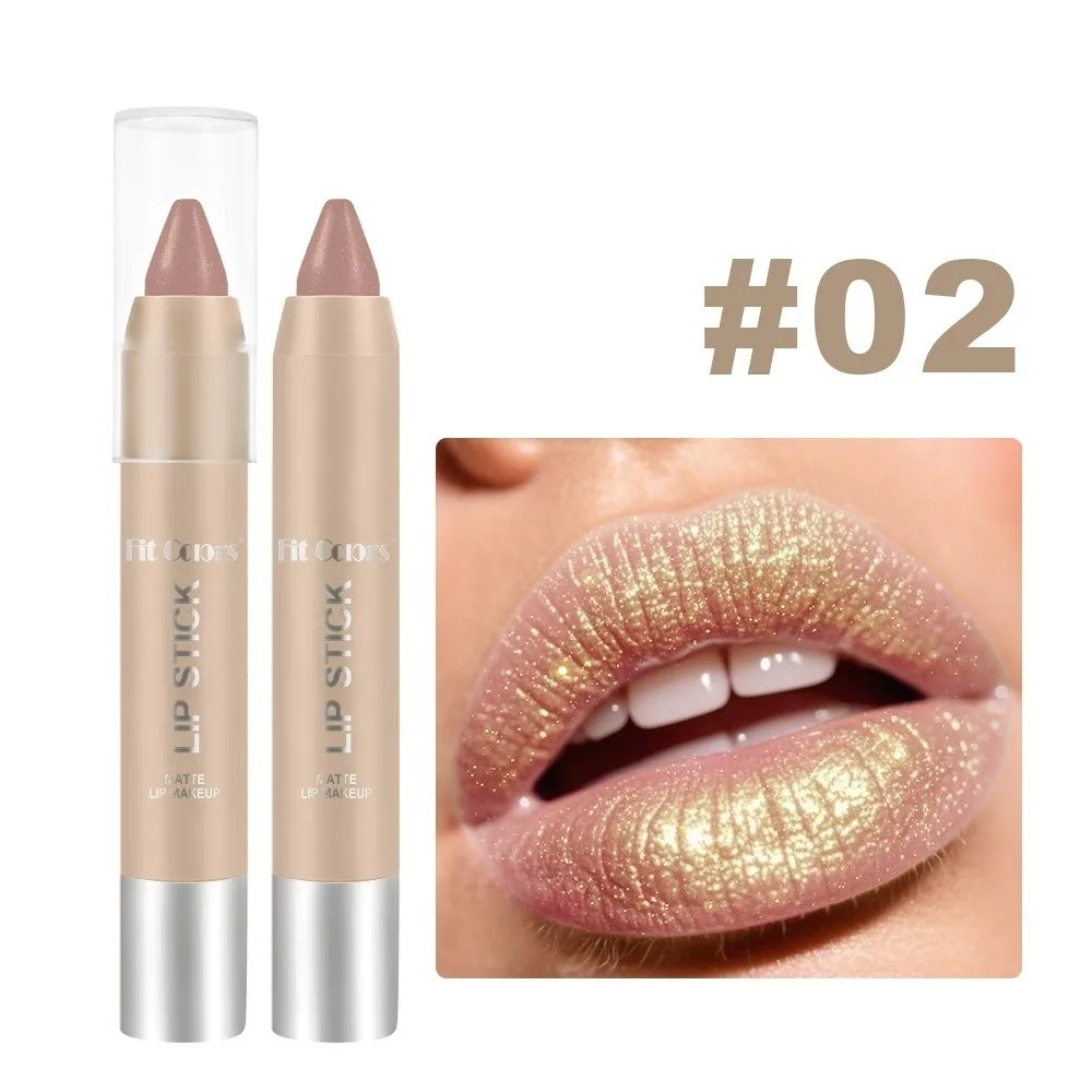 قلم تحديد الشفاه الجديد غير اللامع مقاوم للماء مع بريق ذهبي لامع قلم تحديد الشفاه طويل الأمد للنساء والفتيات
