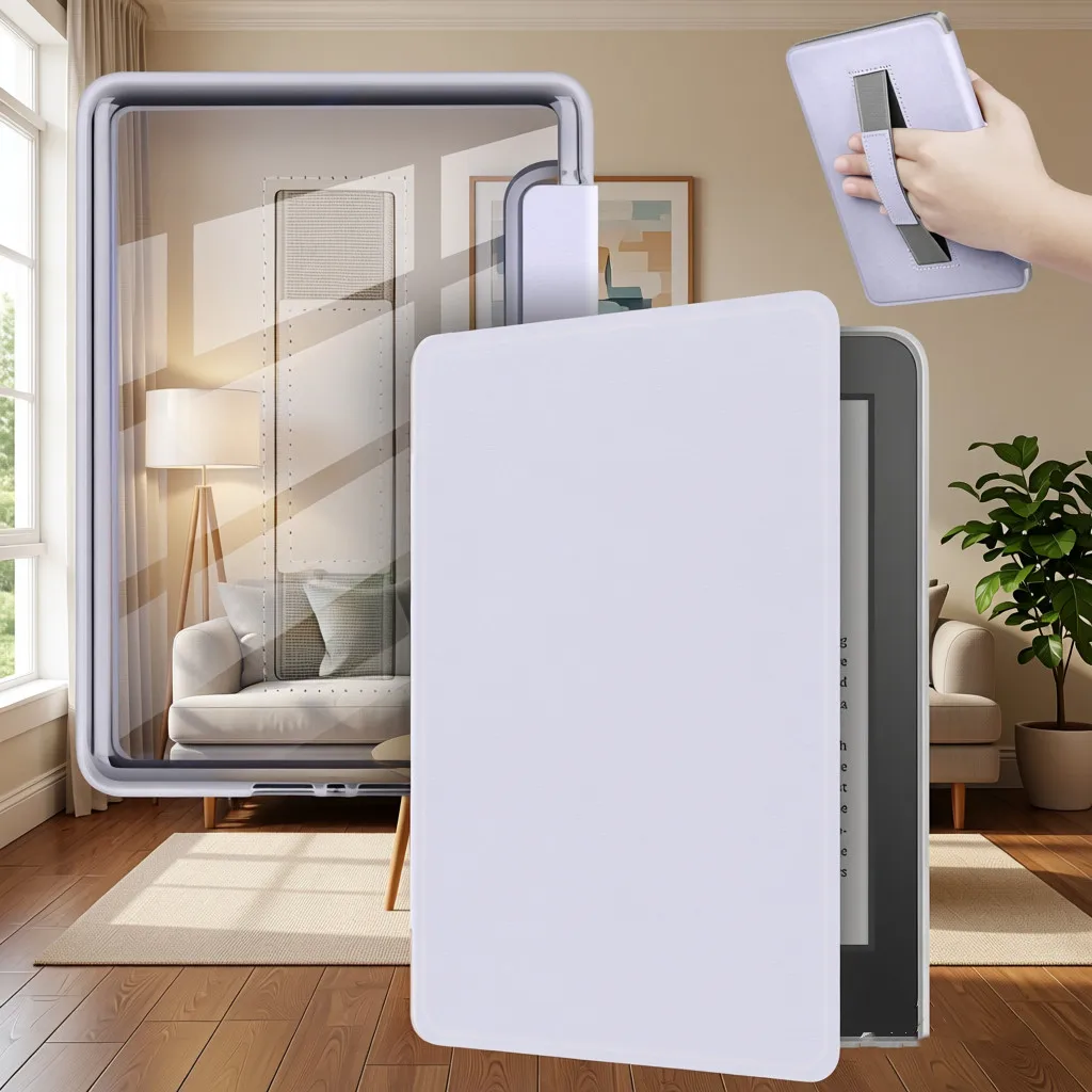 

Clear Back Case For Kindle Paperwhite 10th Generation PU Leather Case 6'' 2018 with Hand Belt PQ94WIF KPW4 Ebook Sleep Cover