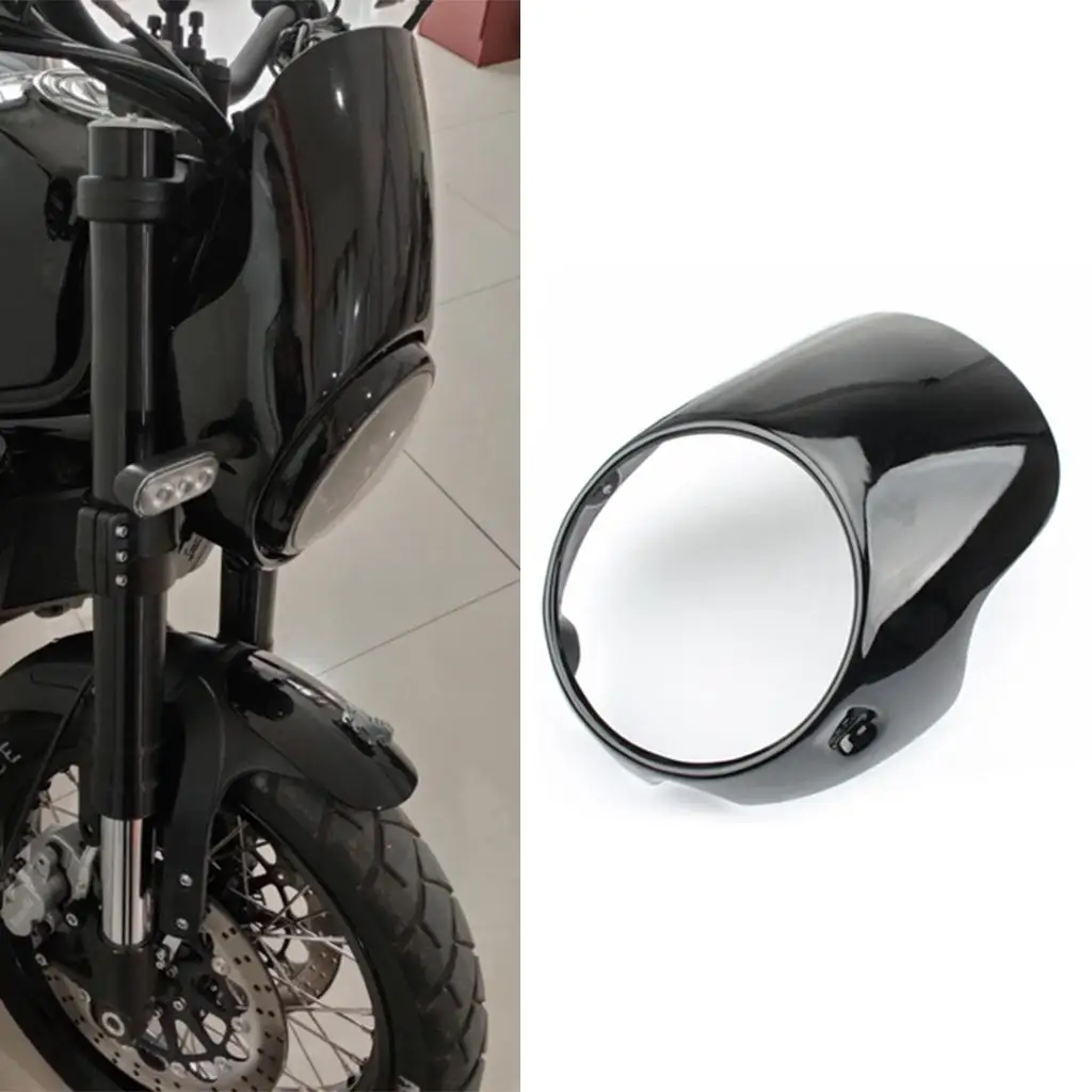 7" Black Motorcycle Headlight Fairing Windshield Kit Universal image 3