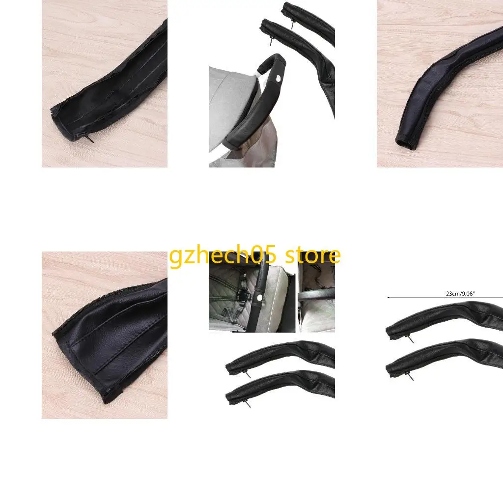 

D55E Zipper Closure Baby Pushchair Stroller Armrest for Case Handle PU Leather Protective Cover Durable for Pram Wheelchair