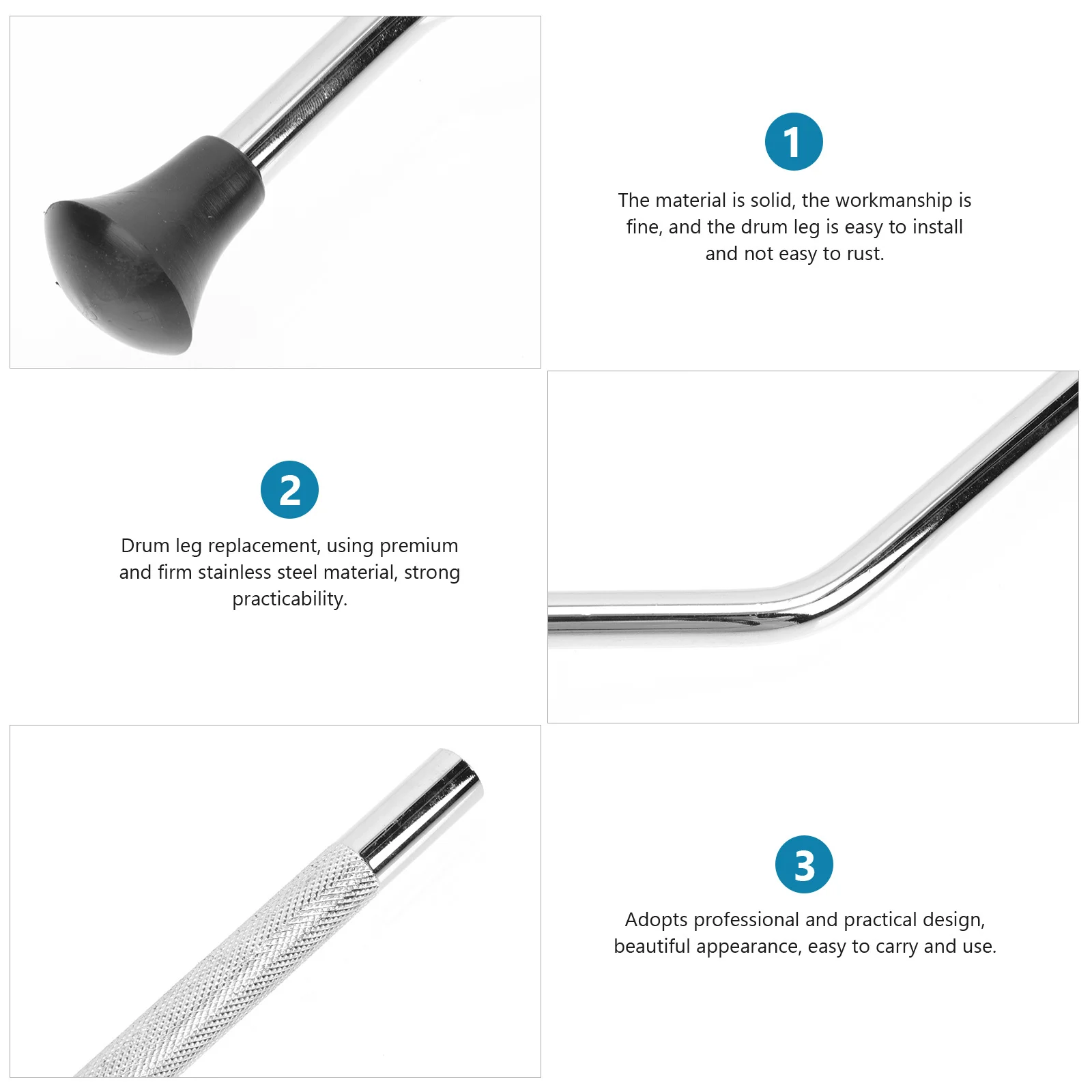 استبدال الفولاذ المقاوم للصدأ المعادن مجموعة الساق الفولاذ المقاوم للصدأ الساق لأداة قرع طبل الملحقات طبل دعم