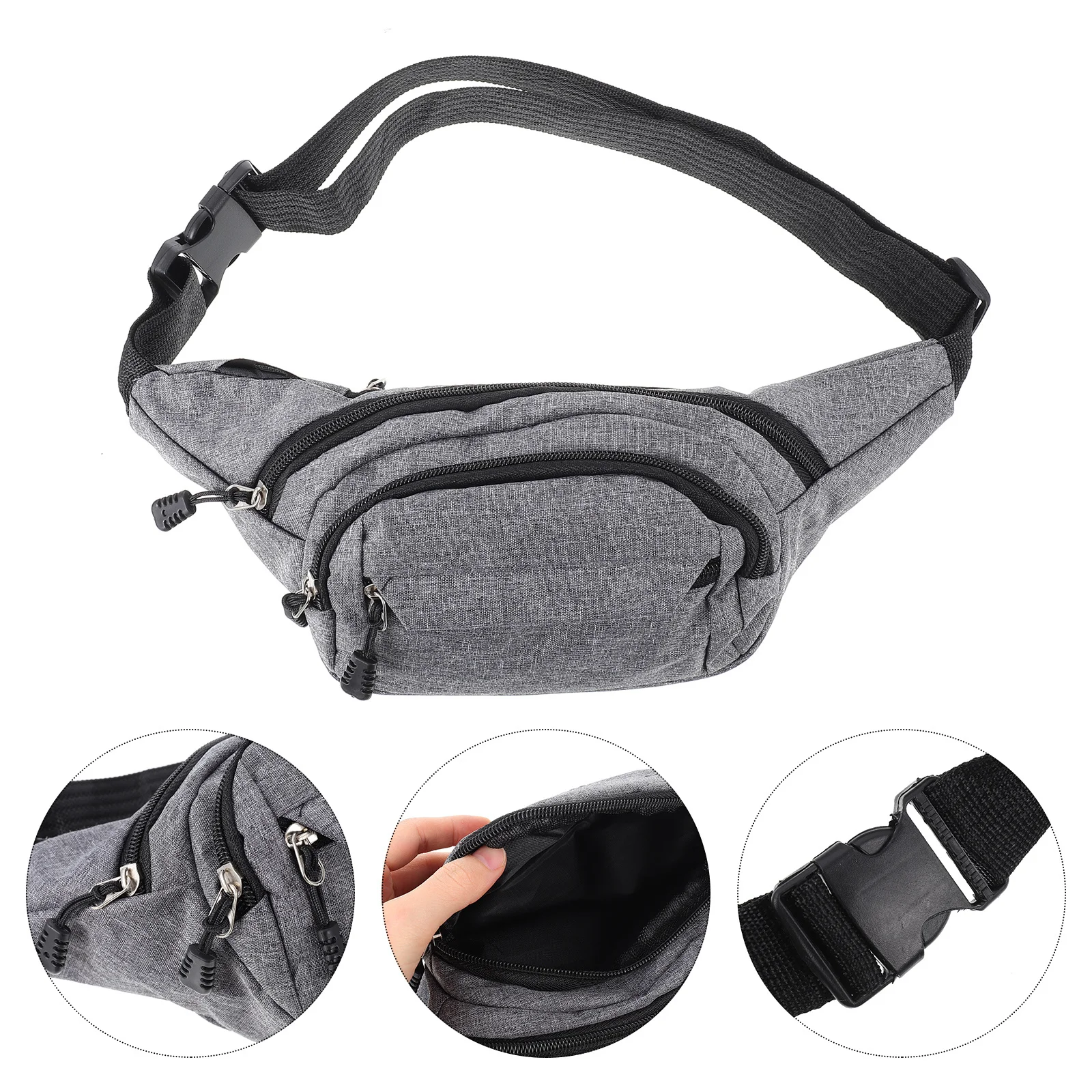 

Male Business Chest Bag Zippered Waist Bag Sports Cross Body Bag Leisure Decorative Bag Portable Casual Bag