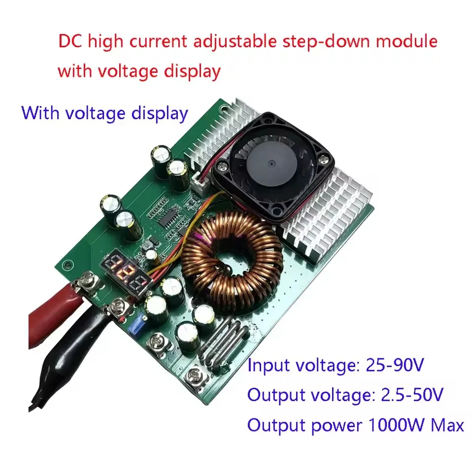 1000W 50A Step Down Module DC 25V-90V to DC 2.5V-50V Buck Converter Wide Voltage Stabilizer Power Supply