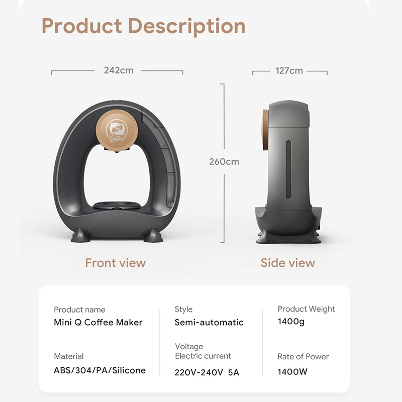 Portable Coffee Maker Low decibel Americano Capsule Coffee Machine Compatible with Coffee Powder & K Cups Original Capsules
