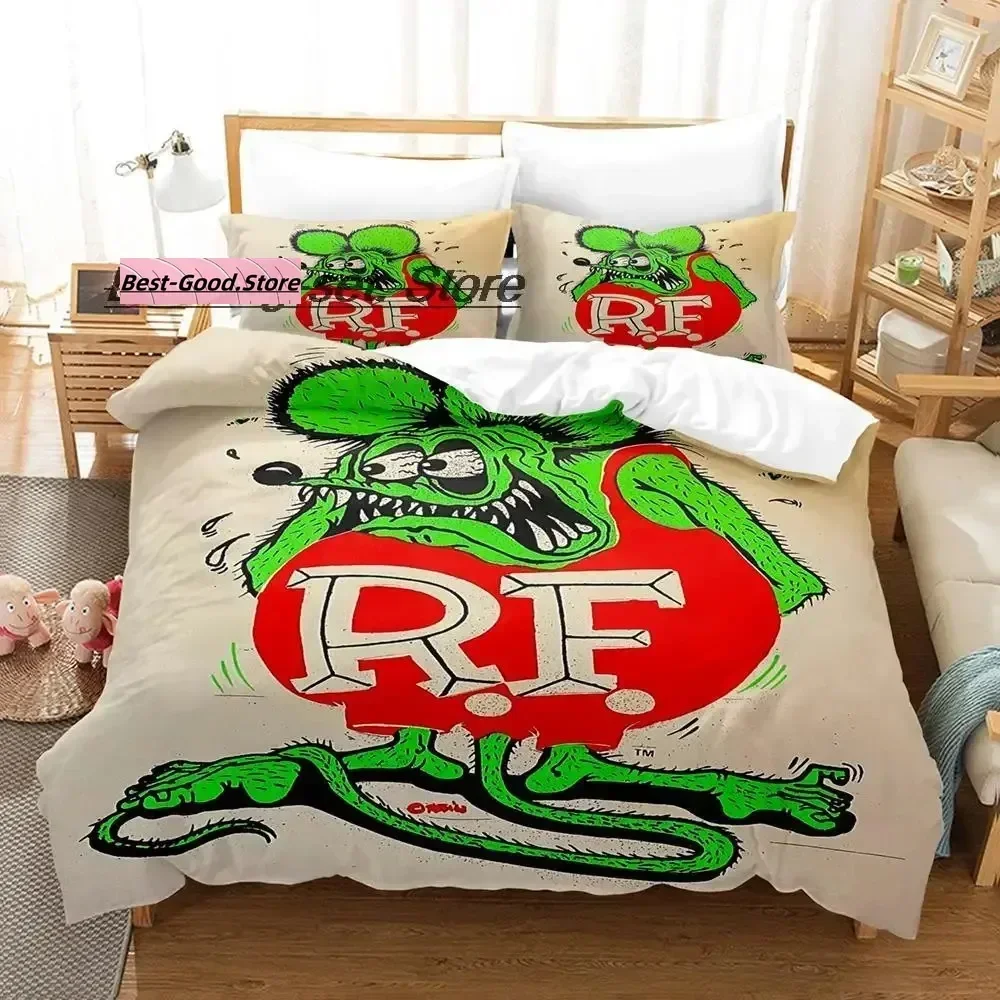 

Rat Fink Bedding Set Single Twin Full Queen King Size Bed Set Aldult Kid Bedroom Duvetcover Sets 3D Print Anime Bed Sheet Set