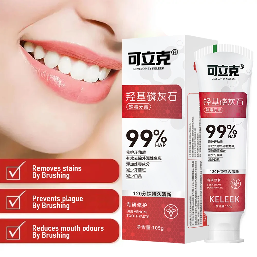 

Whitening 99% Nano Hydroxyapatite Bee Venom Toothpaste Remineralizing Enamel Repair Sensitive Relief Anti-Gingivitis Anti-Plaque