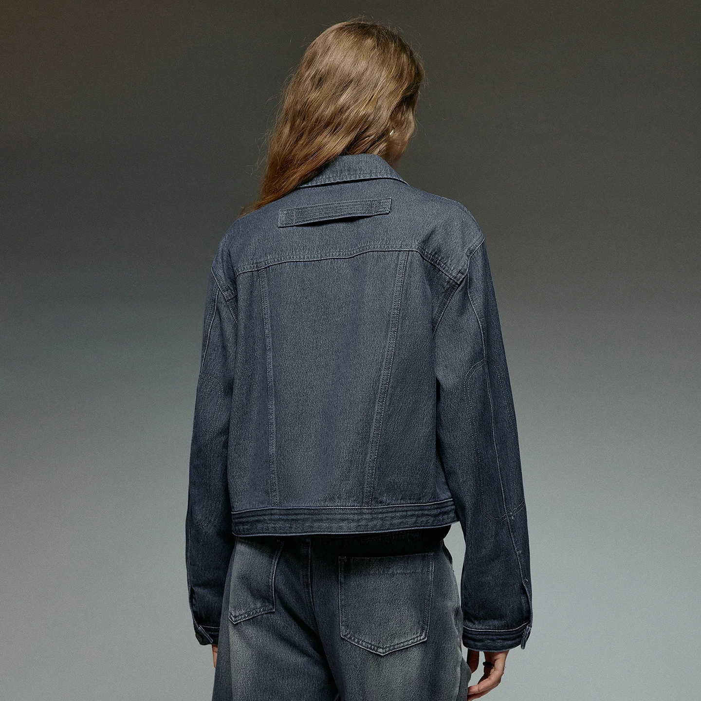 TOYOUTH Women Tops 2025 Winter New Short-Style Loose Gray Workwear Denim Jacket​