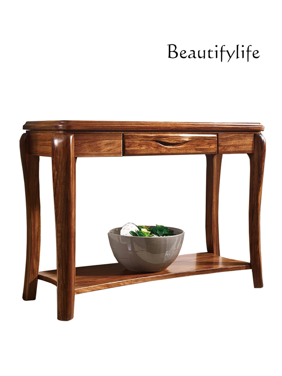 

New Chinese Style Ugyen Wood Solid Wood Console Tables Modern Minimalist a Long Narrow Table Zen Living Room Entrance Cabinet