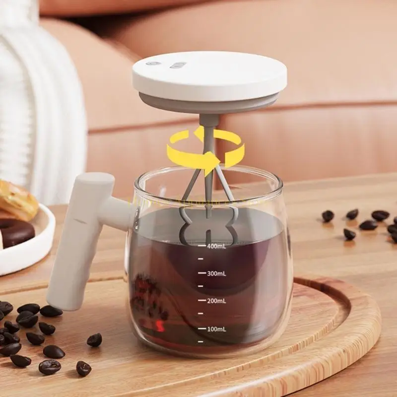 D0AB Стеклянная кружка с автоматическим перемешиванием, крышкой и ручкой, электрический миксер для удобного приготовления чашка