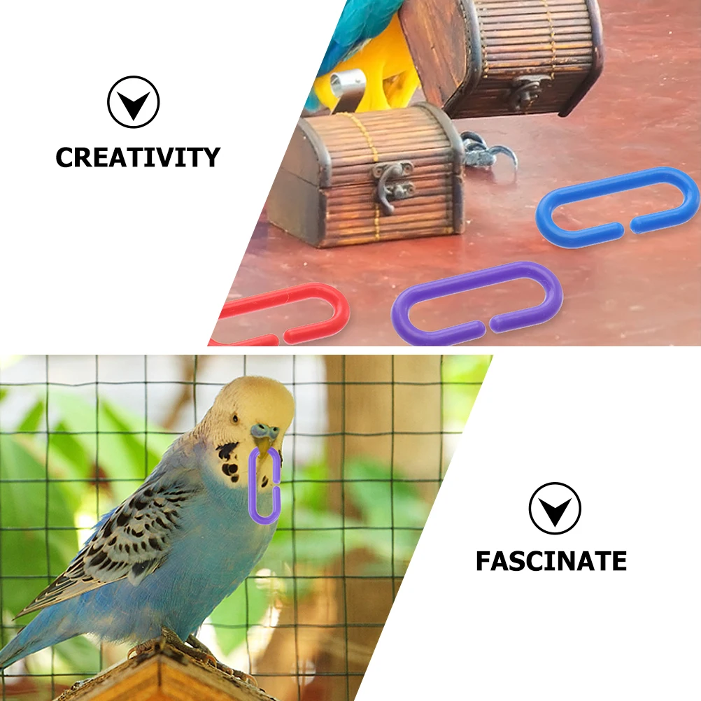 

500Pcs Colorful Plastic Chain Links Bird Links for Parrot Chewing Cage Decoration Accessories Birds Toys Parts