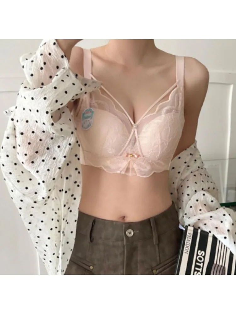 

YUQI Luxury Lace Bralette Small Chest Women Wireless Push Up Thick Cup Anti-Sag Seamless Comfort Enhancer Bra push up bra