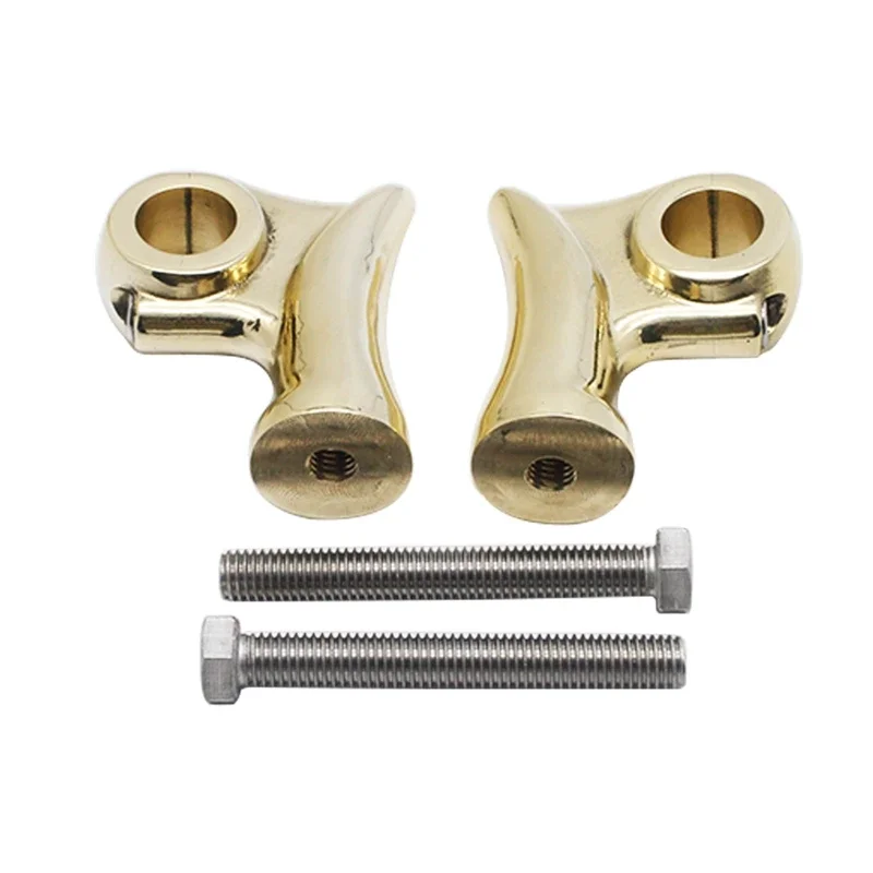 Old School Brass Handlebar Riser Vintage Custom Retro Bar Mount Clamp Riser for Harley Cafe Racer Bobber Chopper models