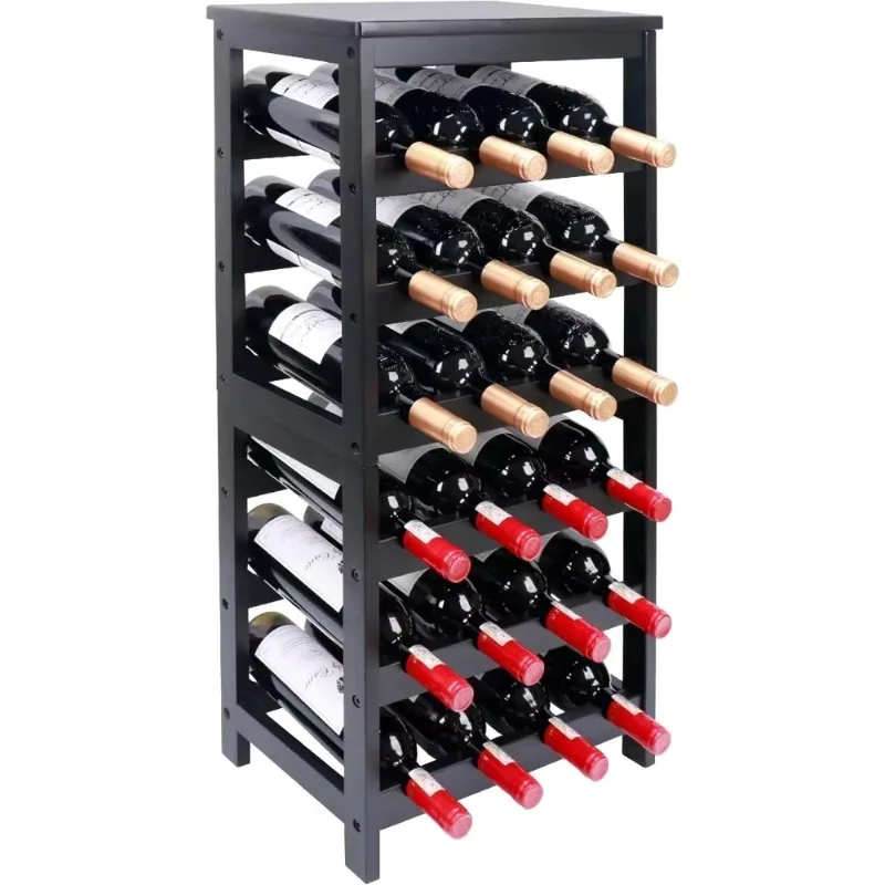Modern bamboo furniture 6-layer wine bottle rack, high bar rack wine rack