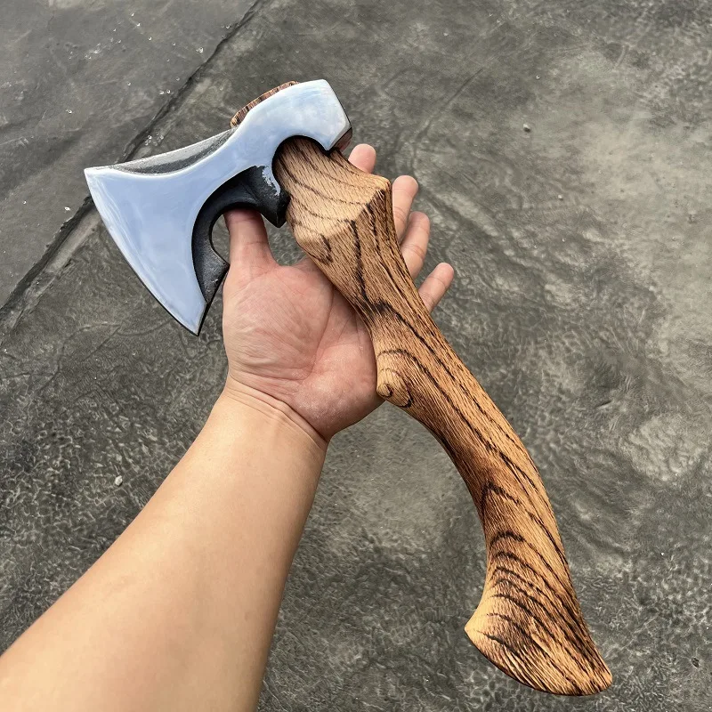 Handmade forging axe, Qinggang wood carving handle, woodworking axe, new warrior battle axe, outdoor camping axe