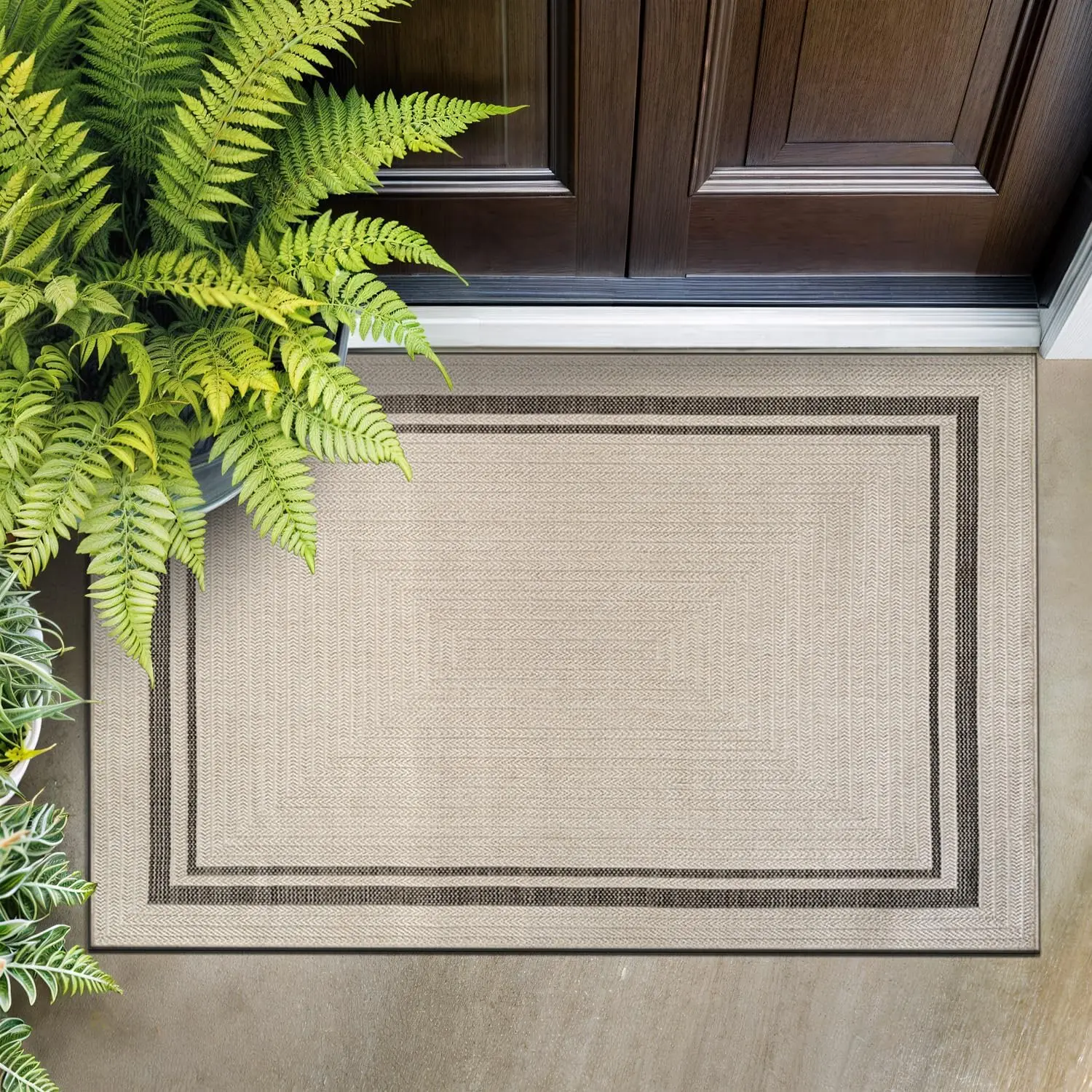 

Easy Jute Bordered Entry Rug 2x3 Washable Durable Indoor Outdoor Area Rugs for Living Dining Room Patio Office Stain Resistan