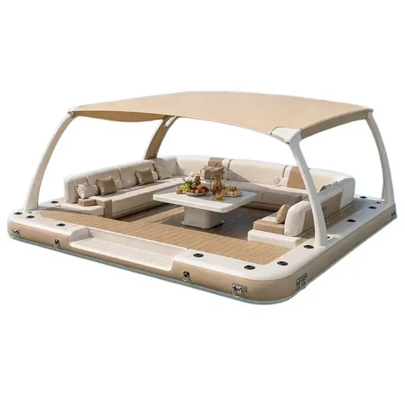 Heavy Floating Platform Dock Waterproof EVA Deck Non-Slip Surface Mooring Rings Inflatable Raft for Swim