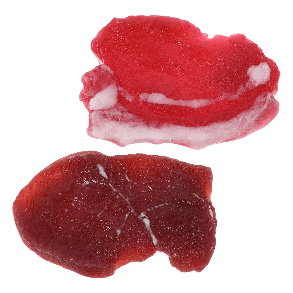 

2 шт. Искусственные куски мяса (имитация свинины и говядины) для кухни, демонстрации еды, реквизита для фотосъемки, декора для витрин и шкафов