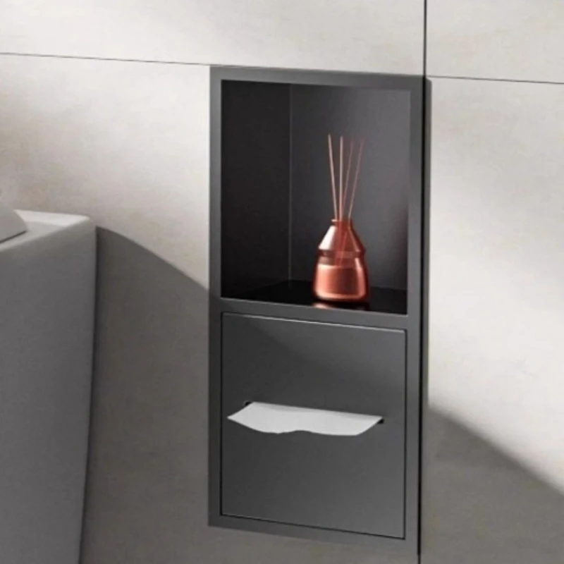 

304 stainless steel niche bathroom integrated concealed trash can