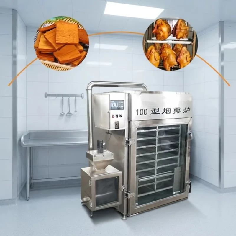 Commercial Smokehouse Oven Hot Cold Smoker Bacon Fish Poultry Stainless Steel Chamber Meat Processing Equipment OEM Customized