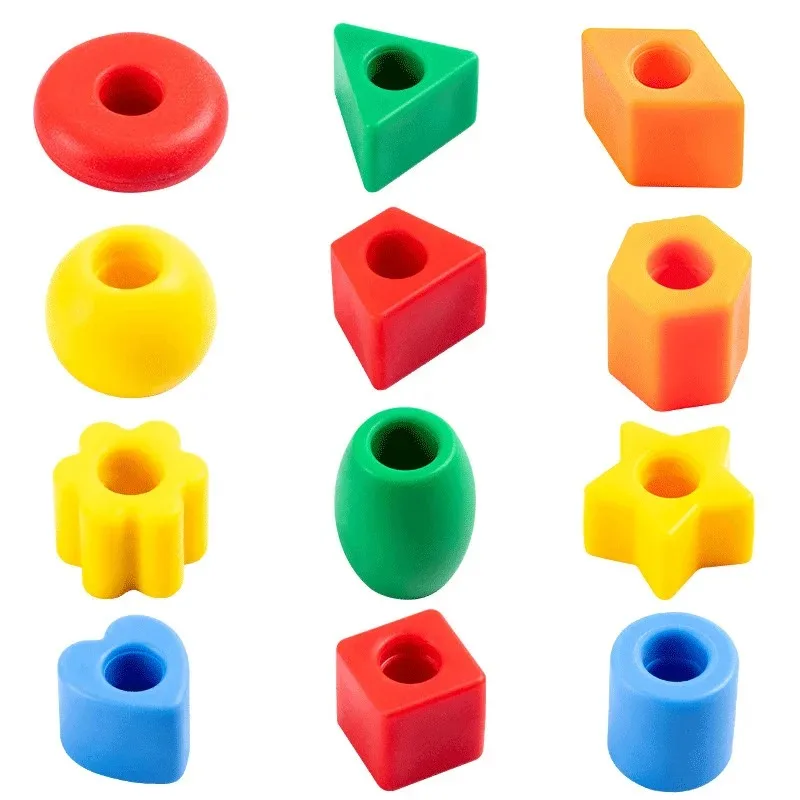 Beads Toys Plastic Children Handmade DIY Puzzle Early Education Toy Rope Threading Games Kids Self Made Bracelet Necklace Gifts