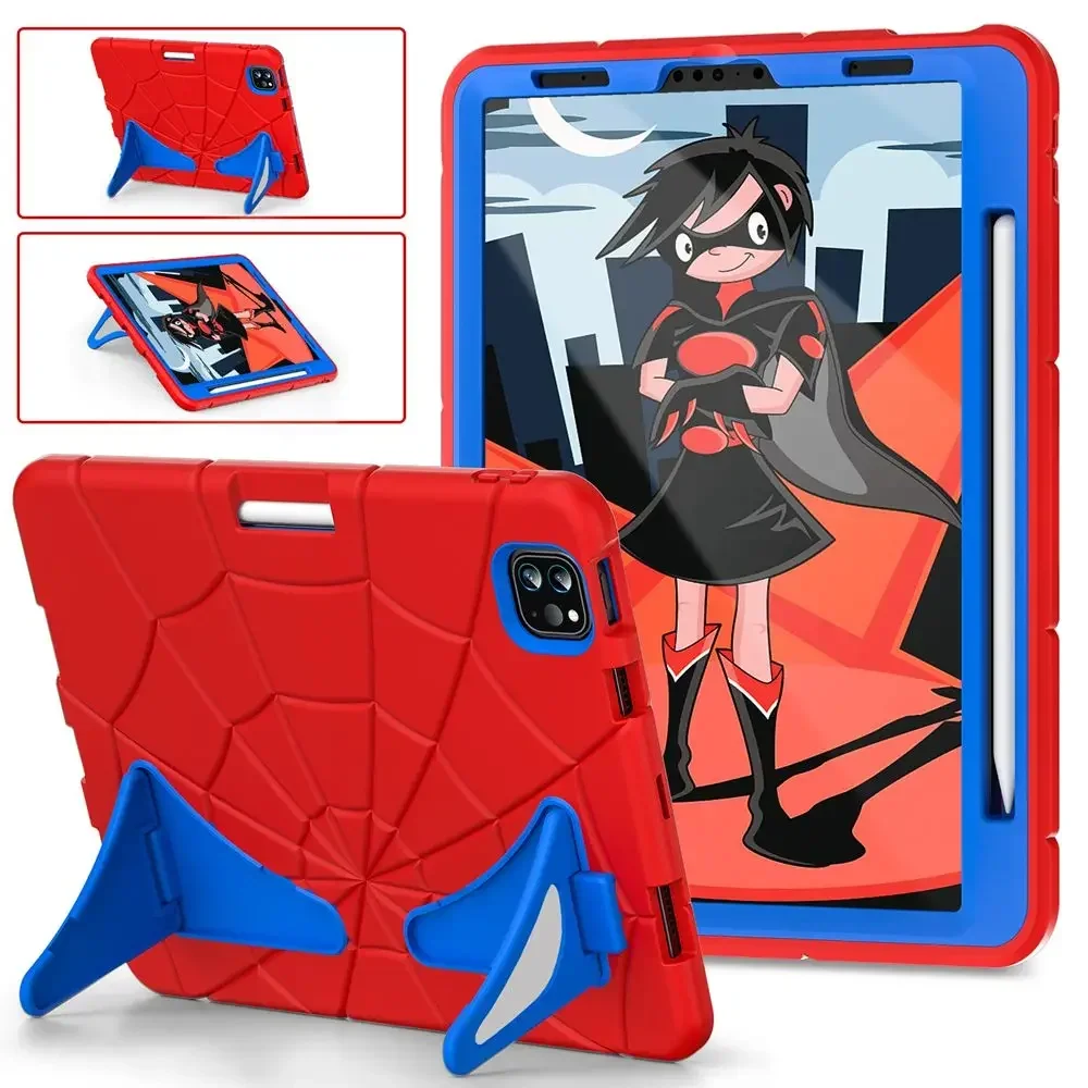 For ipad Pro 11 inch 2022/2021/2020/2018 Case A2316 A2588 Kids Tablet cover Silicone+PC for iPad Air 4th Air 5th Gen 10.9 spider