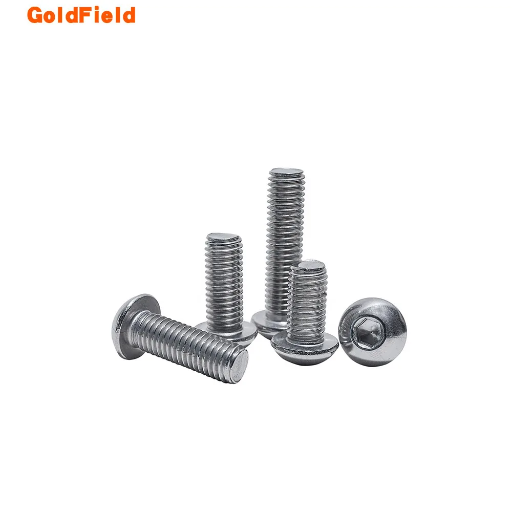 M2.5*3 4 5 Iso7380 Semi-Circular Head Hexagon Socket Screw 304 Stainless Steel Pan Head Hexagon Socket Bolt Mushroom Head Screw