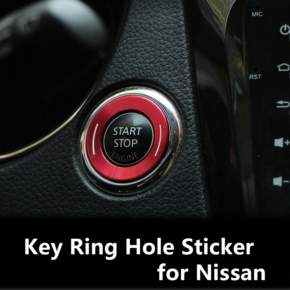 Car Ignition Key Switch Trim Smart Key Ring Hole Sticker for Nissan X-trail T32 Rogue Xtrail Qashqai J11 Murano Teana 2014-2019