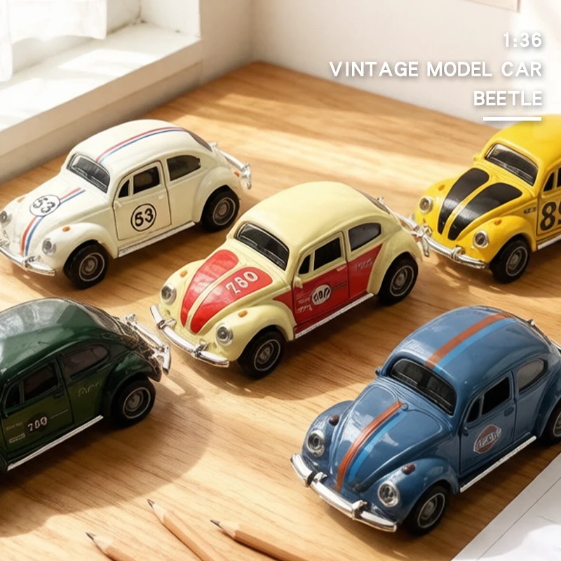 1/36 Vintage Retro Car Model,Graffiti Beetle,Die-cast Metal,Exquisite Compact Pocket Car,Beautiful Collectible,Home Decoration