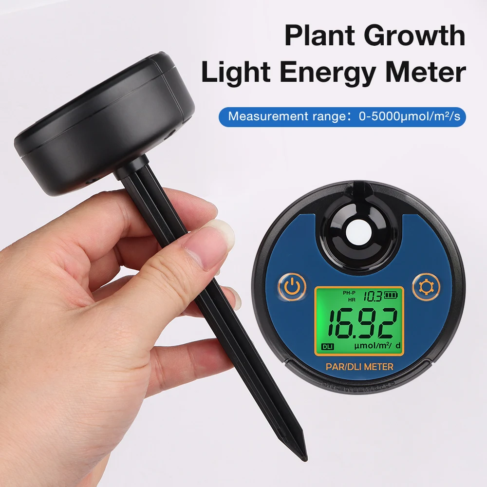 PAR Meter 400-700nm Digital DLI PPFD Meter with Data Record Photosynthetically Active Radiation Tester Greenhouse Gardening