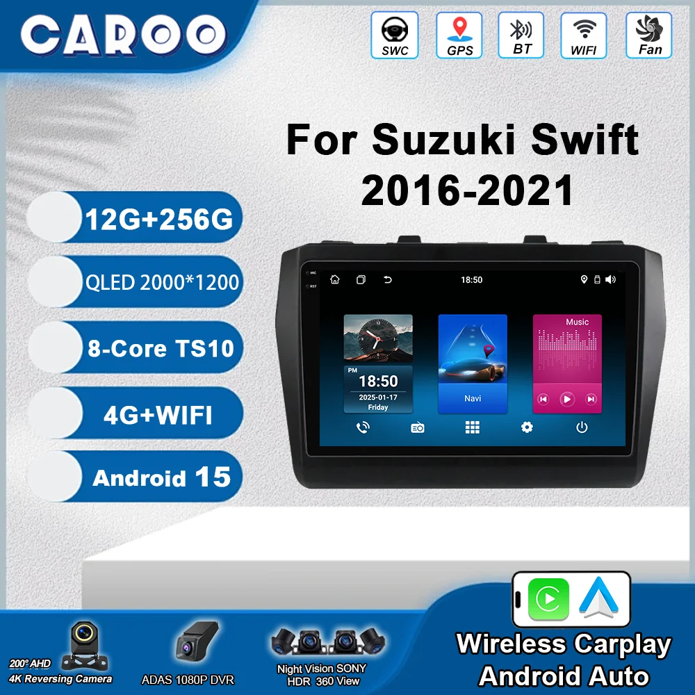 Android 15 Carplay для Suzuki Swift 2016 2017 2018 2019 2020 2021 авто радио стерео GPS навигация мультимедийный плеер без 2DIN DVD