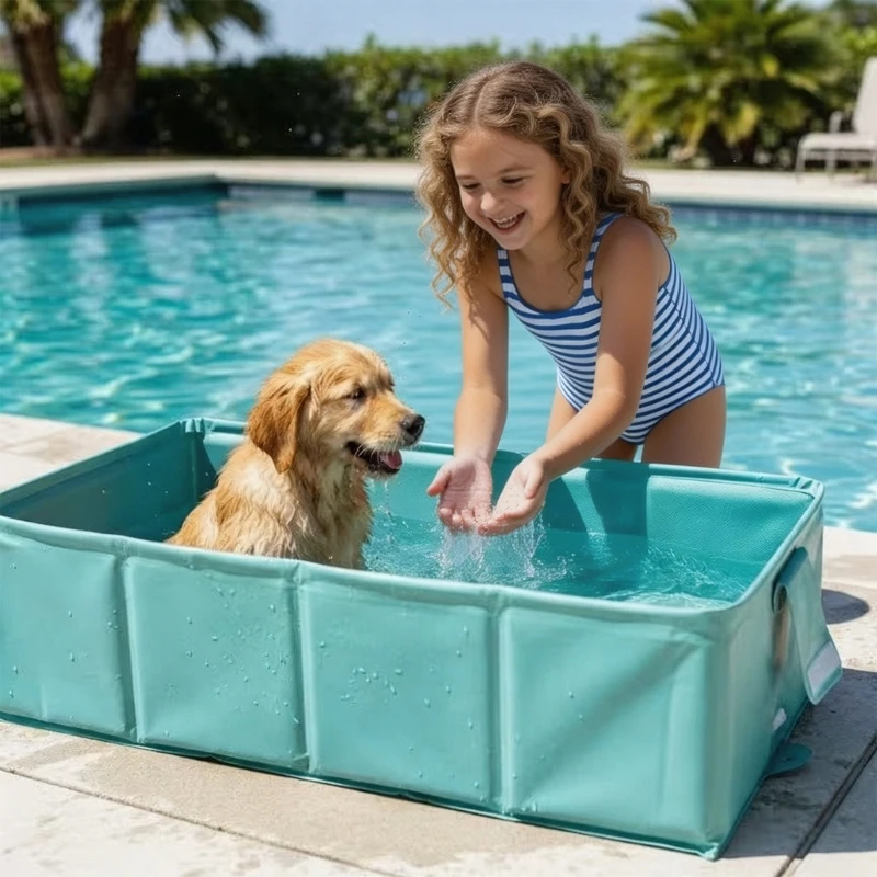 Faltbarer Hundewaschpool, auslaufsicher, dickes PVC, Schnellablassventile, Reisebadewanne, 3 x – Detail 1